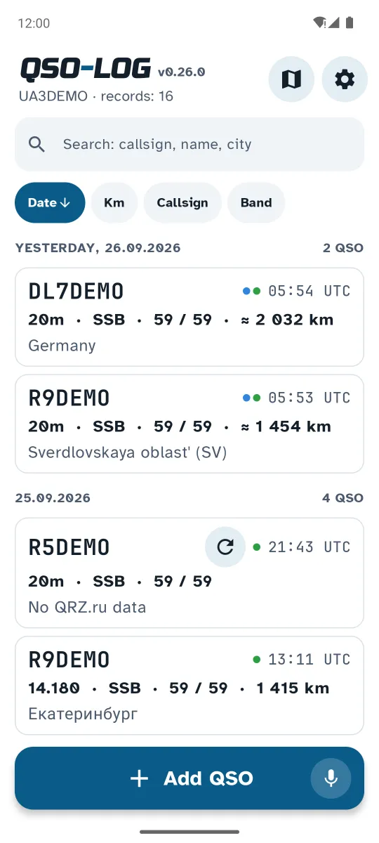 QSO-LOG log on Android